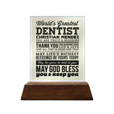 World's Greatest Dentist Glass Plaque